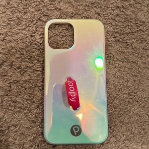 Loopy iPhone 12 Pro case! Pearl Iridescent with hot pink loopy.